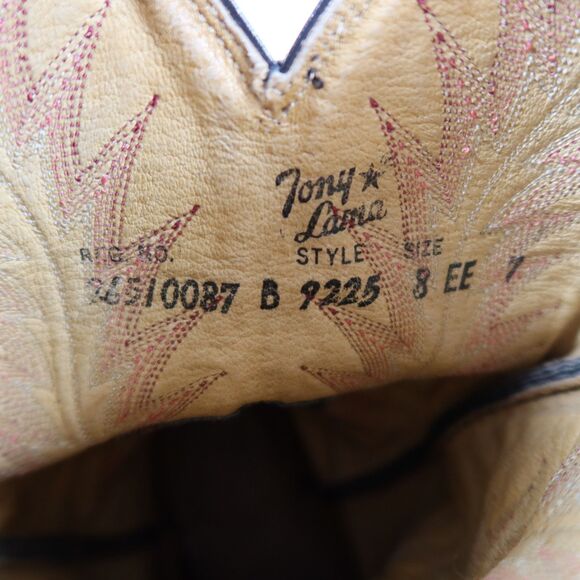 VTG Tony Lama Exotic Python Snakeskin Men\'s Western Cowboy Boots 9225 Size 8EE main image 8